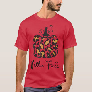 Camiseta Leopard Alô Queda Pumpkin Season Autumn Graças