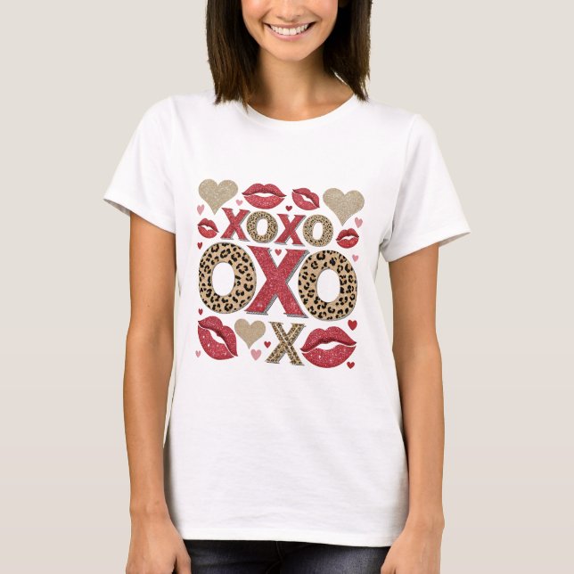 Camiseta leopard and glitter XOXO pattern  (Frente)