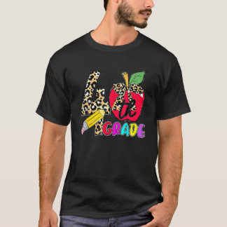 Camiseta Leopard Apple 4Th Grade Student Teacher Back To Sc