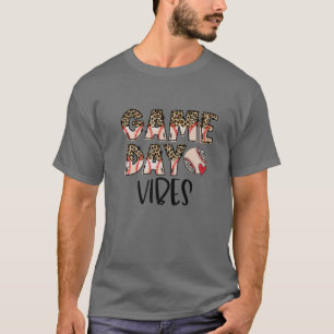 Camiseta Leopard Baseball Game Day Vibes Baseball Mãe Mothe
