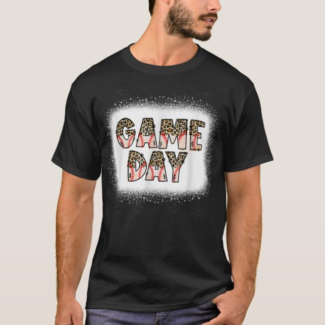 Camiseta Leopard Baseball Game Day Vibes Baseball Mom Mothe (Frente)