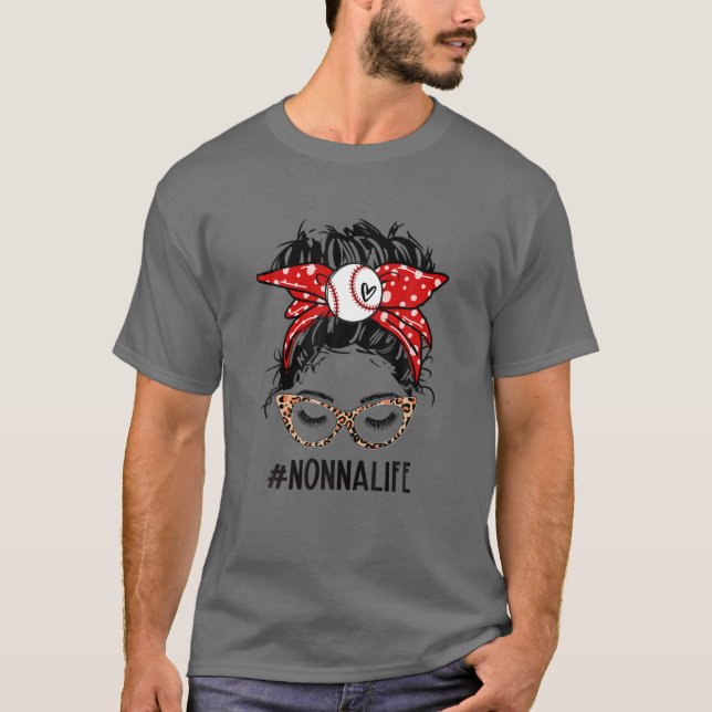 Camiseta Leopard Baseball Nonna Life Messaging Game Day Mot (Frente)