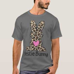 Camiseta Leopard Bestie BFF Páscoa Coelhinho Dia B