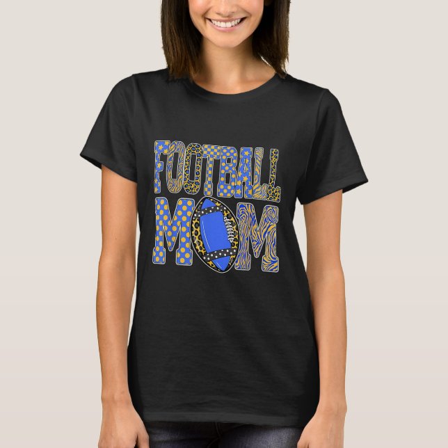 Camiseta Leopard Blue Gold Checkered Football Touchdown Sea (Frente)