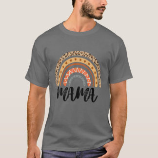 Camiseta Leopard Boho Rainbow Mama Mother's Day