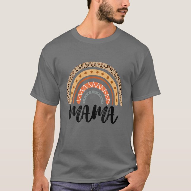 Camiseta Leopard Boho Rainbow Mama Mother's Day (Frente)