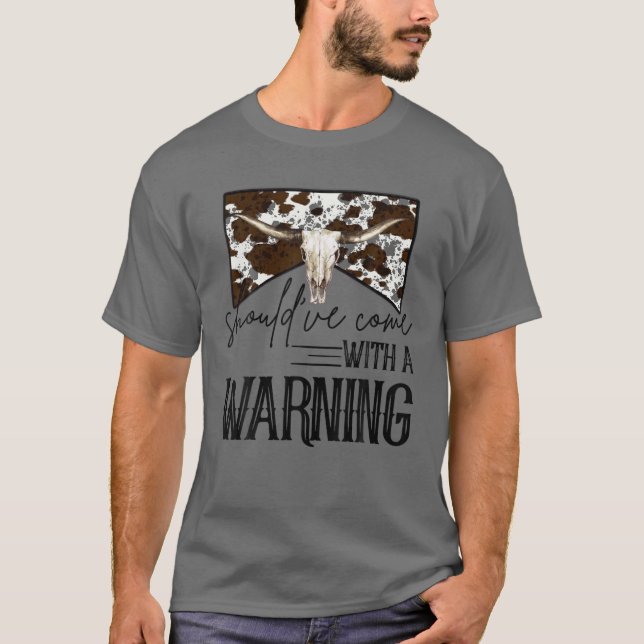 Camiseta Leopard Bull Skull Came With Warning Western Count (Frente)