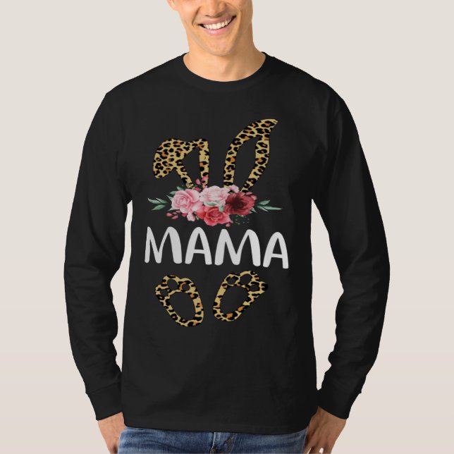 Camiseta Leopard Bunny Mama Easter Bunny Ears (Frente)