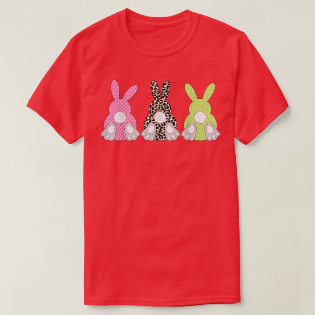 Camiseta Leopard Easter Bunny Rabbit Trio Cute Easter Day  (Frente do Design)