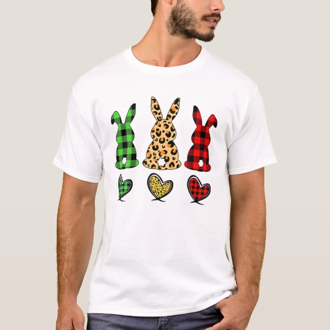 Camiseta Leopard Easter Bunny Rabbit Trio Cute Easter Day 1 (Frente)