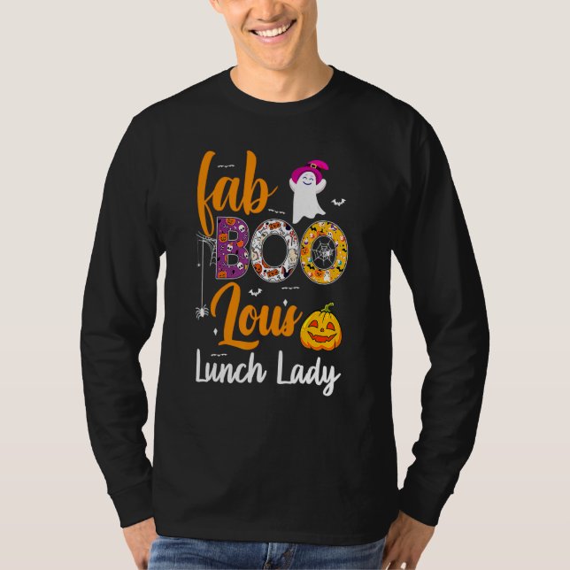 Camiseta Leopard Fab Boo Lous Lunch Lady Team Teacher Hallo (Frente)