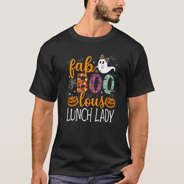 Camiseta Leopard Fab Boo Lous Lunch Lady Team Teacher Spook (Frente)