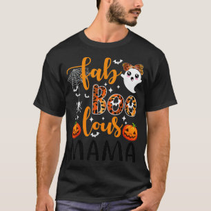 Camiseta Leopard Fab Boo Lous Mama Spooky Mama Halloween Co
