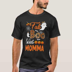 Camiseta Leopard Fab Boo Lous Momma Spooky Halloween Costum