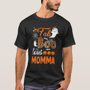 Camiseta Leopard Fab Boo Lous Momma Spooky Halloween Costum