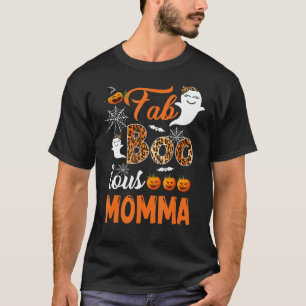 Camiseta Leopard Fab Boo Lous Momma Spooky Halloween Costum