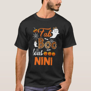 Camiseta Leopard Fab Boo Lous Nini Spooky Fumaça de Hallowe