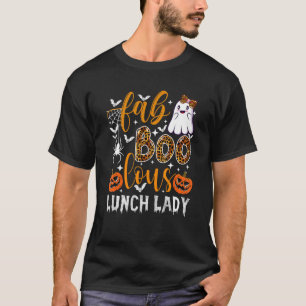 Camiseta Leopard Fab Boo Lunch Lady Team Professora Spook