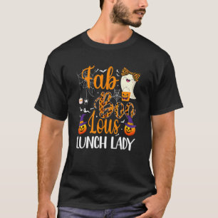 Camiseta Leopard Fab Boo Lunch Lady Team Professora Spook