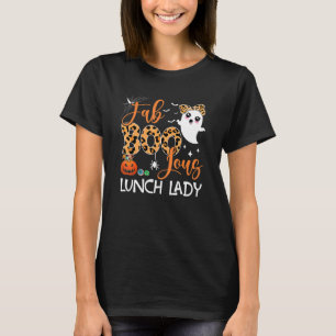 Camiseta Leopard Fab Boo Lunch Lady Team Professora Spook