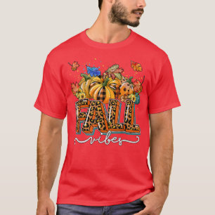 Camiseta Leopard Fall Vibes Pumpkin Season Autumn Leaves