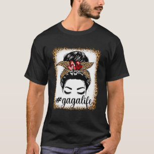 Camiseta Leopard Gaga Life Messy Bun Dói Dia das Mães