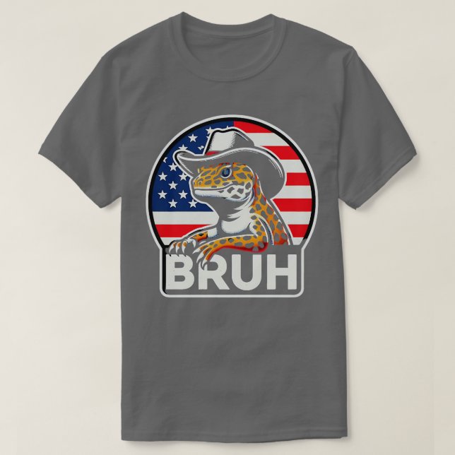 Camiseta Leopard Gecko - bandeira americana 1 (Frente do Design)