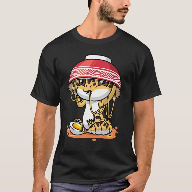 Camiseta Leopard Gecko Lizard Reptile Ramen Japonês (Frente)