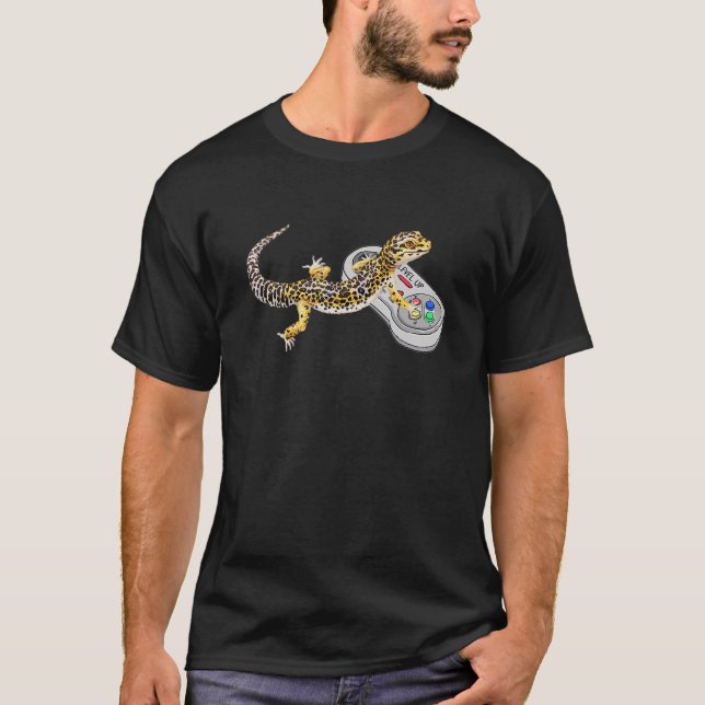 Camiseta Leopard Gecko Playing Video Game Lizard & Reptiles (Frente)