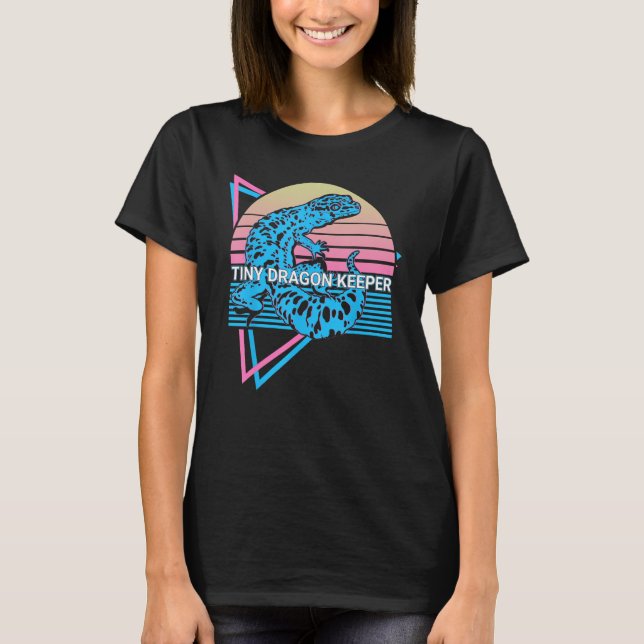 Camiseta Leopard Gecko Retro Tiny Dragon Keeper (Frente)