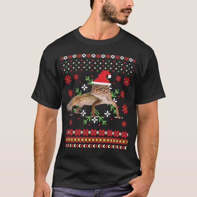 Camiseta Leopard Gecko Ugly Christmas Sweater (Frente)
