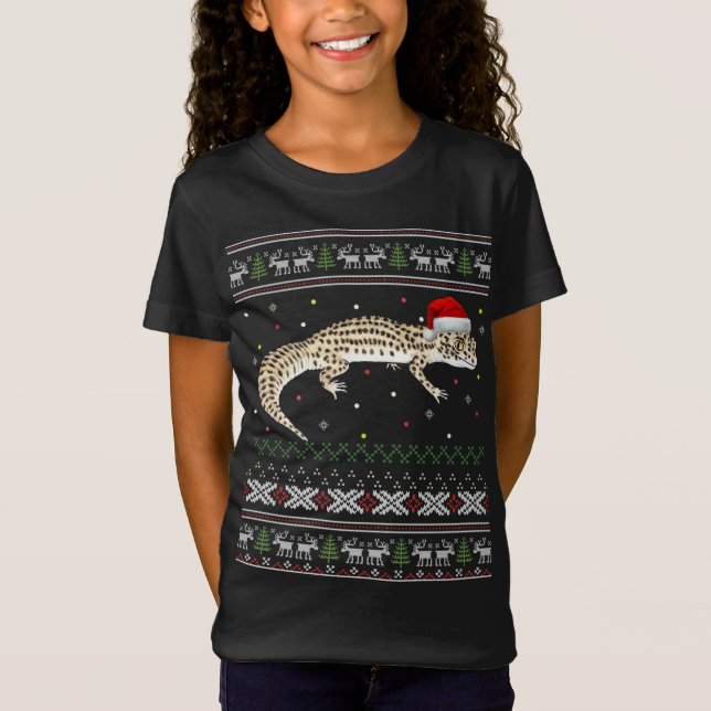 Camiseta Leopard Gecko Ugly Christmas Sweater (Frente)