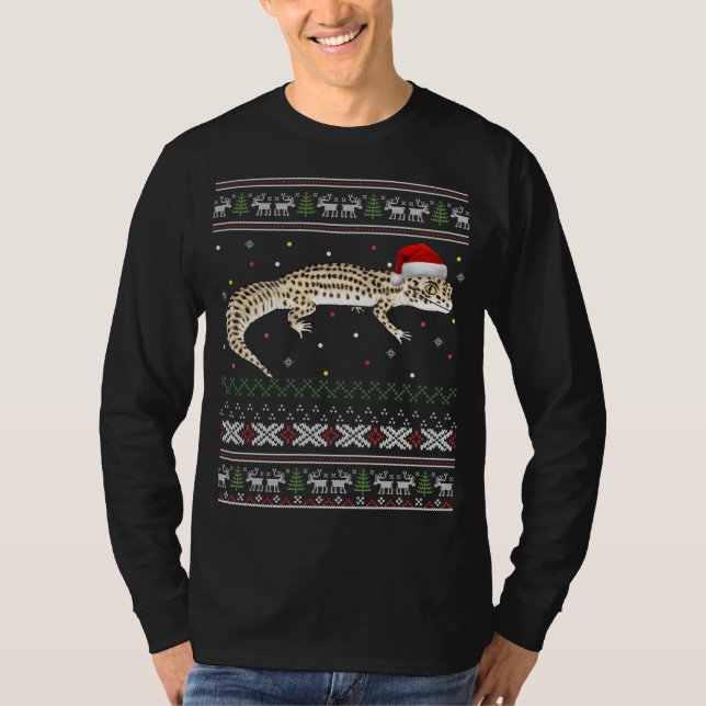 Camiseta Leopard Gecko Ugly Christmas Sweater (Frente)