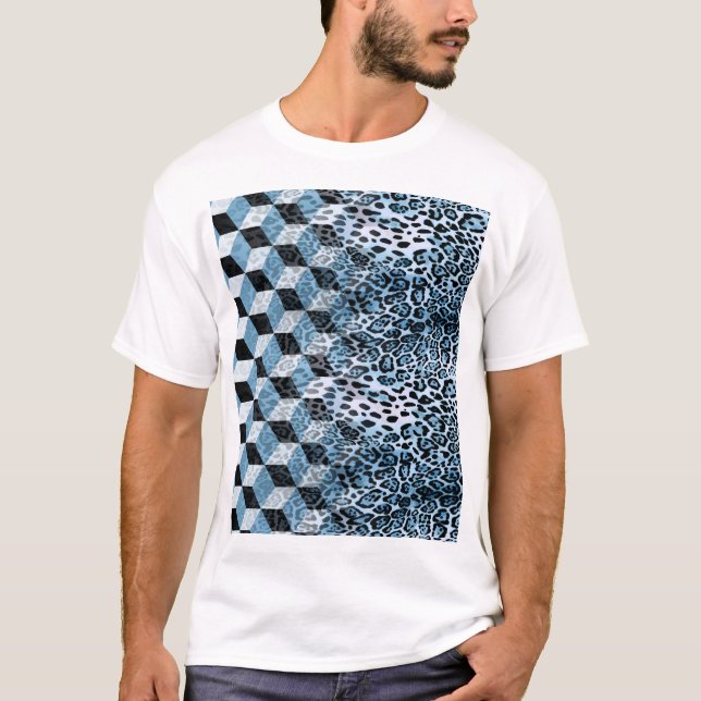 Camiseta Leopard Geométrico, Design de Pele Animal. (Frente)
