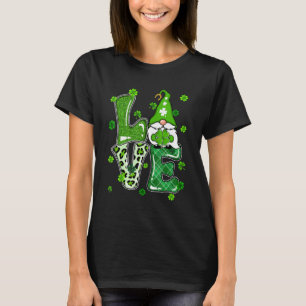 Camiseta Leopard Glitter Xadrez LOVE Gnome St Pattys Day Ir