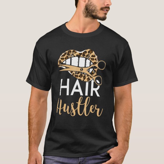 Camiseta Leopard Hair Hustler Hairstylist Trimmer (Frente)