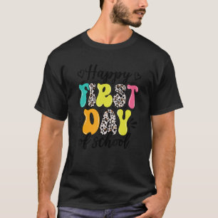 Camiseta Leopard Happy First Day School Teacher Boys Gir