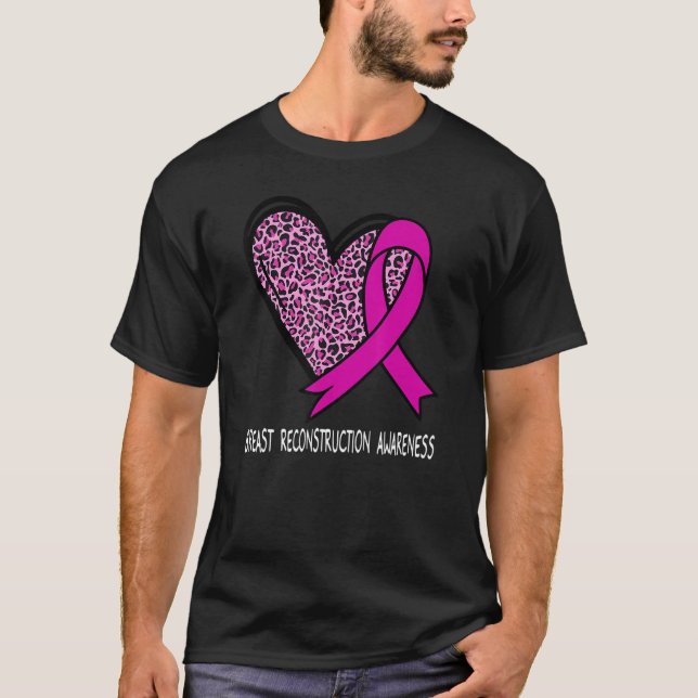Camiseta Leopard Heart Breast Reconstruction Awareness Pink (Frente)