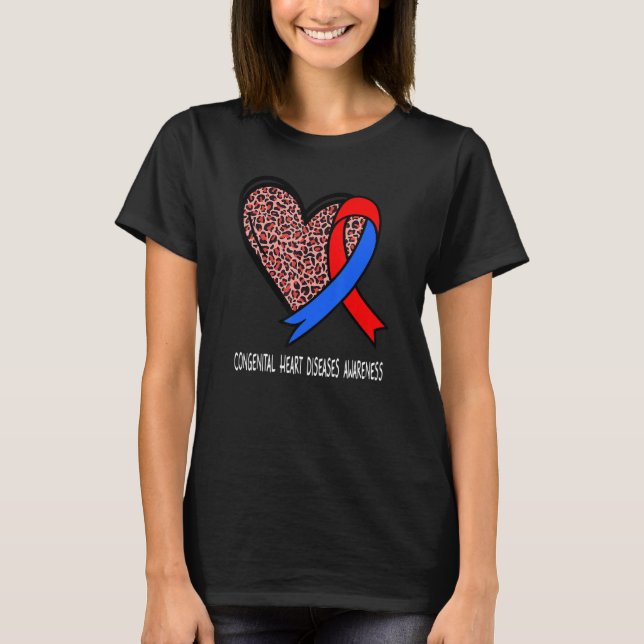 Camiseta Leopard Heart Congenital Heart Diseases Awareness  (Frente)