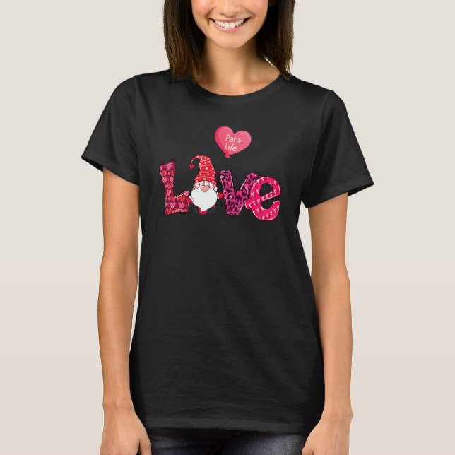 Camiseta Leopard Heart Gnome Love Para Life Valentine's Day (Frente)
