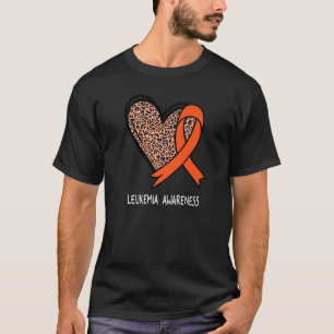 Camiseta Leopard Heart Leukemia Sensibilização Laranja Fita