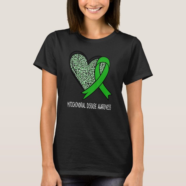Camiseta Leopard Heart Mitochondrial Disease Awareness Gree (Frente)