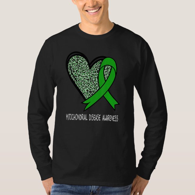 Camiseta Leopard Heart Mitochondrial Disease Awareness Gree (Frente)