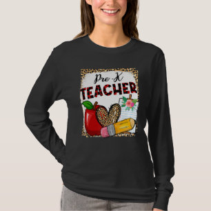 Camiseta Leopard Heart Pre K Teacher Back To Schoo