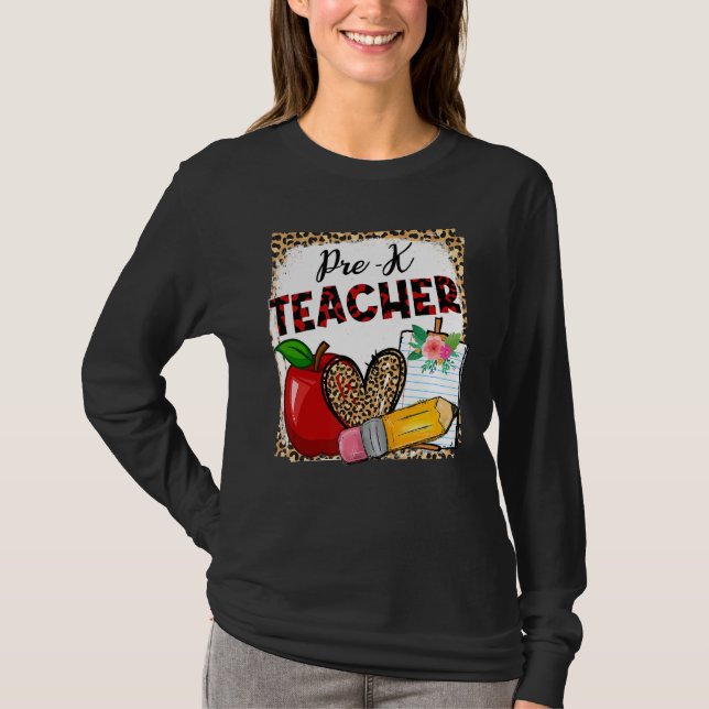 Camiseta Leopard Heart Pre K Teacher Back To Schoo (Frente)