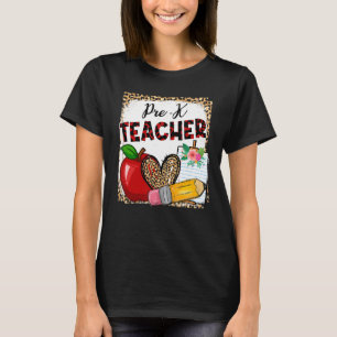 Camiseta Leopard Heart Pre K Teacher Back To Schoo