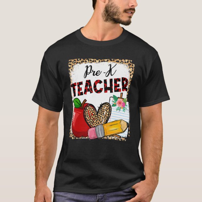 Camiseta Leopard Heart Pre K Teacher Back To Schoo (Frente)