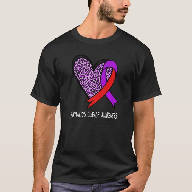 Camiseta Leopard Heart Raynaudu2019s Disease Awareness Purp (Frente)