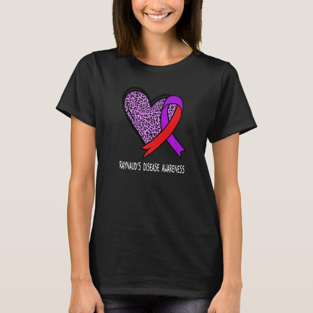 Camiseta Leopard Heart Raynaudu2019s Disease Awareness Purp (Frente)
