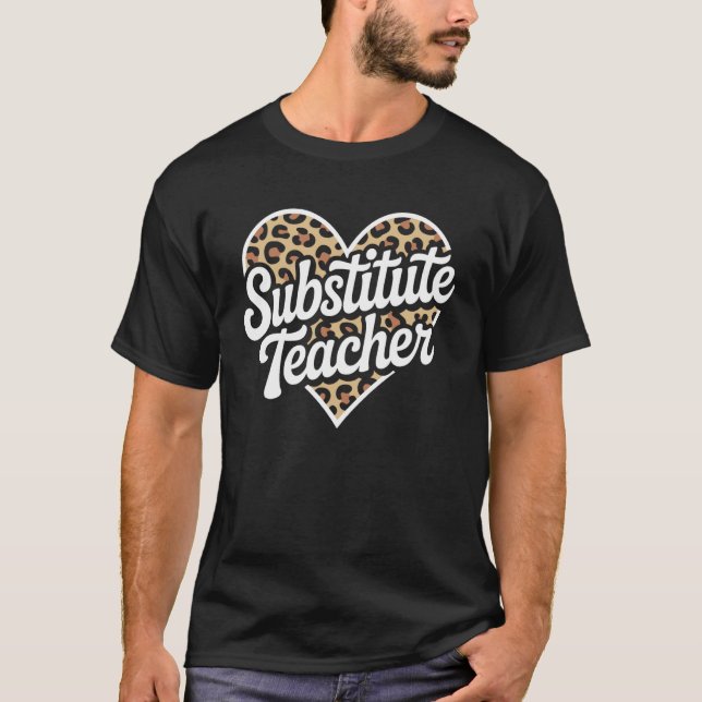 Camiseta Leopard Heart Substitute Teacher (Frente)